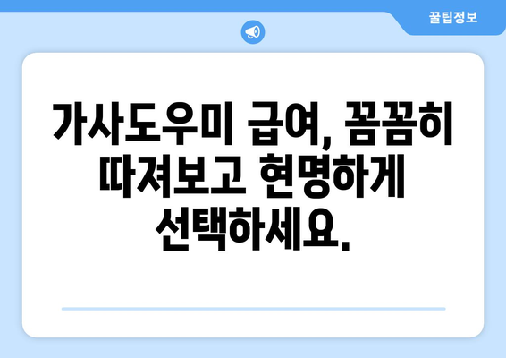 가사도우미 급여 비교| 시급제 vs 일당제, 어떤 것이 유리할까요? | 가사도우미, 급여, 시급, 일당, 비교, 장단점