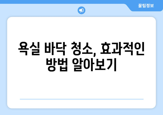 초보 가정부를 위한 욕실 바닥 청소 꿀팁 5가지 | 깨끗한 욕실, 손쉬운 관리, 청소 노하우