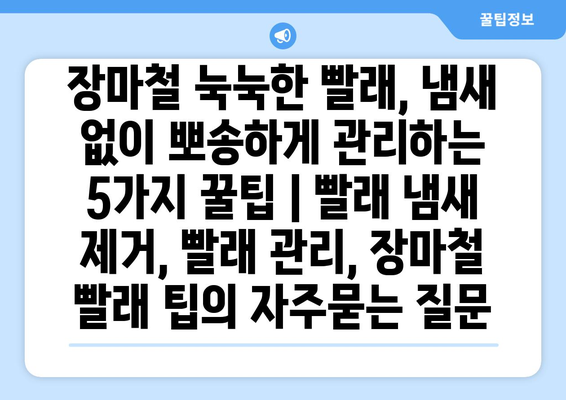 장마철 눅눅한 빨래, 냄새 없이 뽀송하게 관리하는 5가지 꿀팁 | 빨래 냄새 제거, 빨래 관리, 장마철 빨래 팁