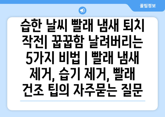 습한 날씨 빨래 냄새 퇴치 작전| 꿉꿉함 날려버리는 5가지 비법 | 빨래 냄새 제거, 습기 제거, 빨래 건조 팁