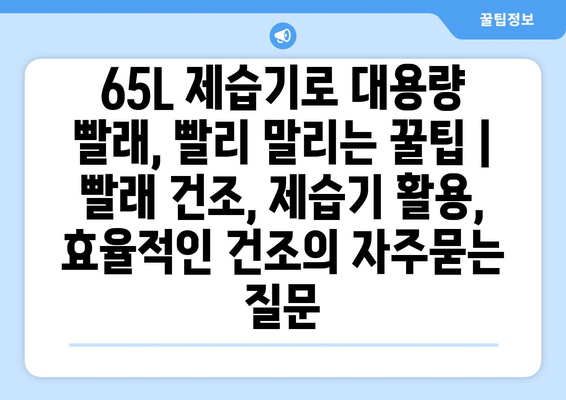 65L 제습기로 대용량 빨래, 빨리 말리는 꿀팁 | 빨래 건조, 제습기 활용, 효율적인 건조